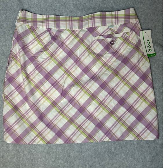 IZOD XFG Golf Skort Mauve Green & White Plaid Womens Size 12 - Picture 2 of 9